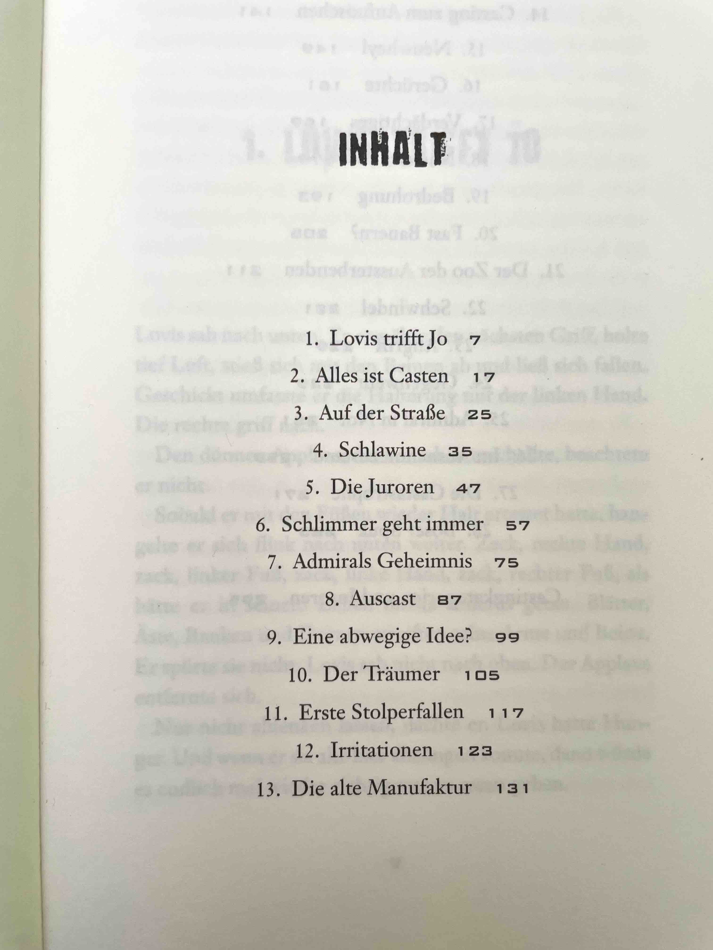 Inhaltsverzeichnis von Yvonne Richter, Casting